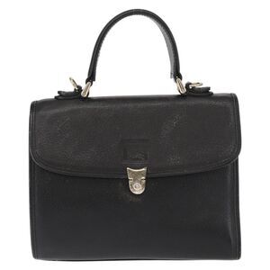 Burberry Vintage Handbag Leather Black Leather Handbag (Pre-Owned)